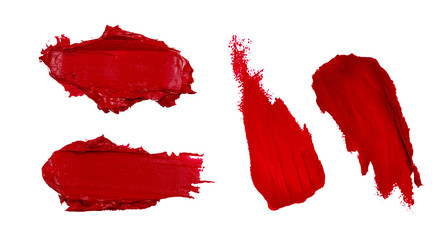 set of red lipstick smudge swatch