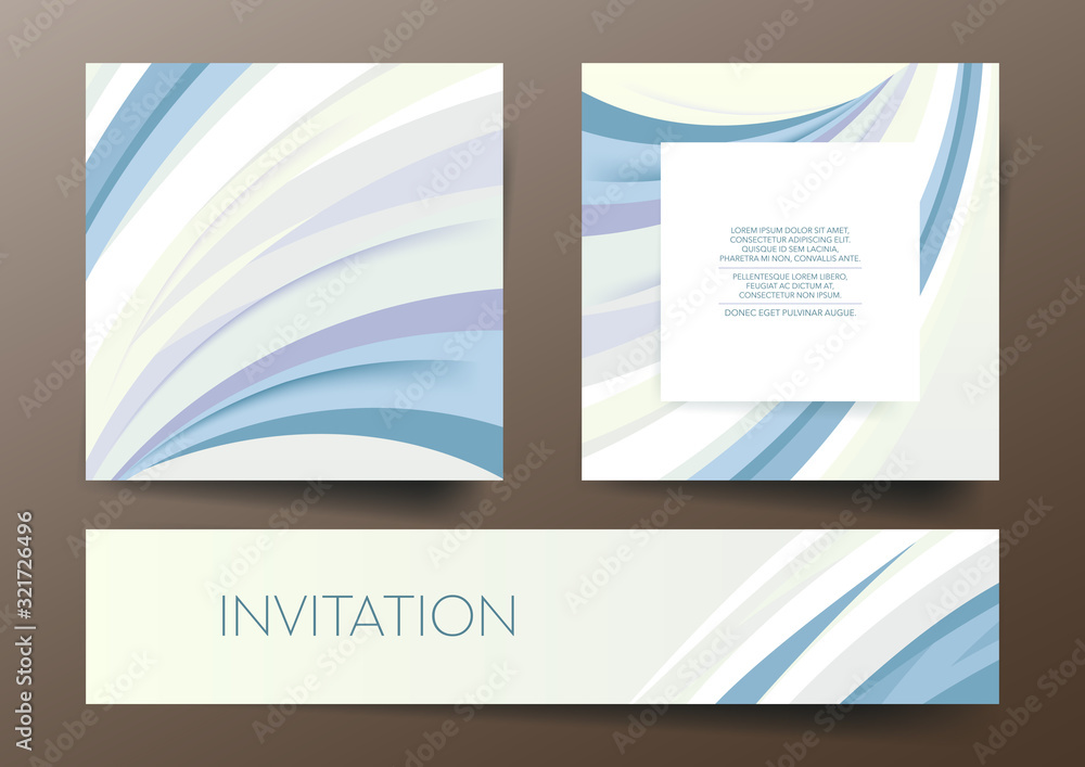Poster set of three abstract templates with graphic elements and place for text.