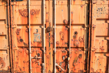 Old and Rusty sea freight containers.