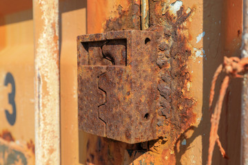 Old and Rusty heavy duty lock.