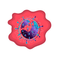 Coronavirus. Virus icon. Copy space. Background frame. The Molecule viral bacteria infection. Virus infection test. Contour line vector. Microscopic view of Coronavirus one line