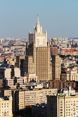 View from Hotel Ukraine in Moscow to city center and Ministry of Foreign Affairs	