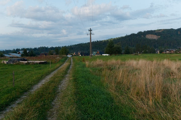 Fototapeta na wymiar road leading to a village in the mountains