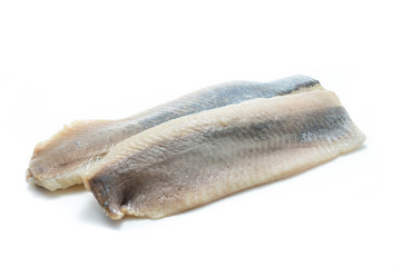 fresh matjes fish on white background