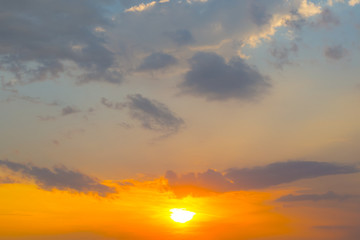 beautiful sunset outdoor background, evening cloudy sky scene
