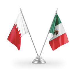 Mexico and Bahrain table flags isolated on white 3D rendering