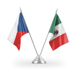 Mexico and Czech Republic table flags isolated on white 3D rendering