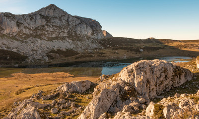 Rocks and lake