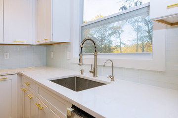 New classic kitchen in modern style a new sink in kitchen