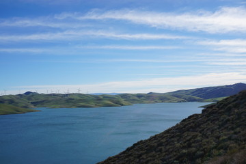 Fototapeta na wymiar horizontal panoramic lake in mountains