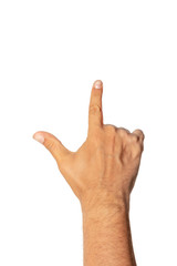 Hand showing two fingers. Hand wrist with number 2