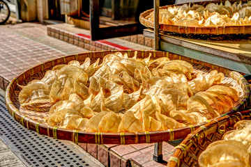 Dried fish for sale on the streets of Tai O fishing village in Hong Kong