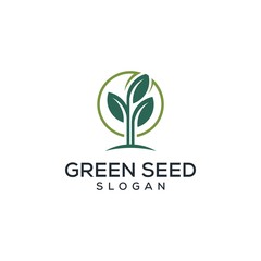 Green Seed Leaf farm icon logo design vector template download