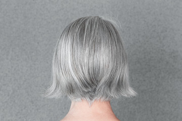 Woman with beautiful natural gray hair