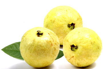 Guava / psidium guajava fruit on a white background