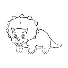 Cartoon Triceratops Cute Little Baby Dinosaur for Coloring Book and Education. Vector