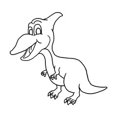 Cartoon Cute Little Baby Dinosaur Outline. Vector