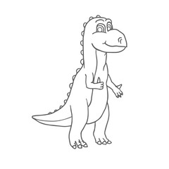 Cartoon Cute Little Baby Dinosaur Outline. Vector