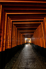 Fushimi inari taisha torii shinto gates path the night