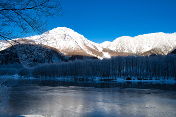 北アルプス, 上高地, 青, 山, 風景, 水