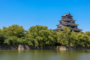 Hiroshima castle with nice weather, clear blue sky