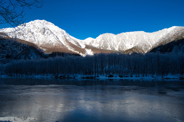 北アルプス, 上高地, 青, 山, 風景, 水