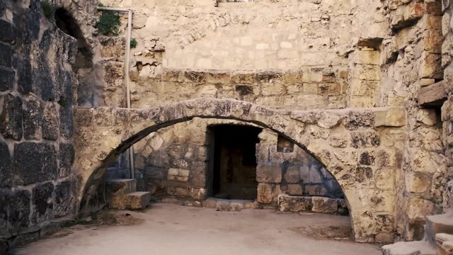 Old city fortification walls excavations in Jerusalem, Israel, 4k color graded
