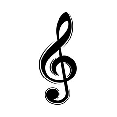 Music note, treble clef, key, vector illustration.