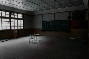 Fototapeta na wymiar Japanese abandoned school stairs