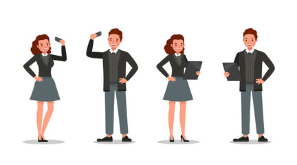 business people working in office character vector design. no42