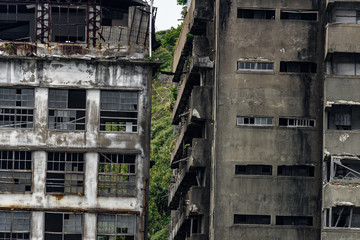 Ghost town on an abandoned island called Gunkanjima and also Hashima near Nagasaki