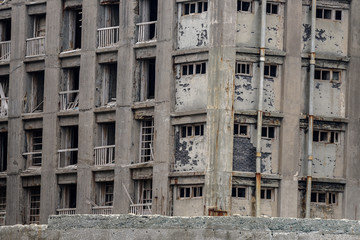 Ghost town on an abandoned island called Gunkanjima and also Hashima near Nagasaki