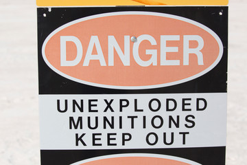 A warning sign in White Sands National Park keeping hikers away from a missile test range in New Mexico.