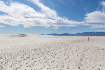 Landscape view of White Sands National Park in New Mexico during the day.