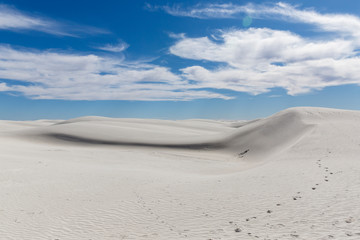 Landscape view of White Sands National Park in New Mexico during the day.