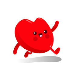Vector images of red heart-shaped characters, white background