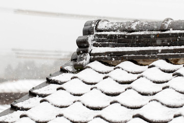 屋根の積もる雪