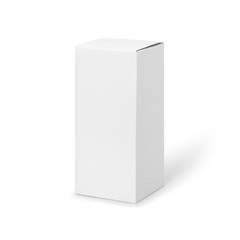 White box product tall shape packaging in front view isolated on white background with clipping...