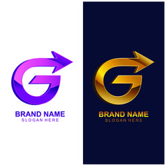 Letter g with arrow logo design