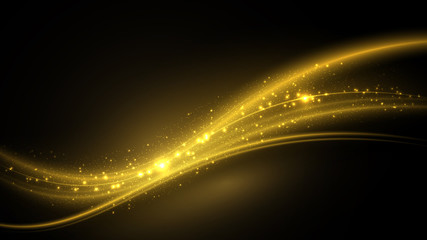 golden neon glowing waves