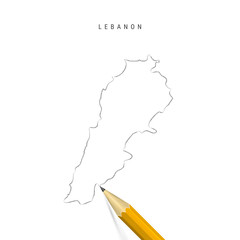 Lebanon freehand pencil sketch outline vector map isolated on white background