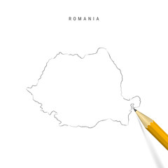 Romania freehand pencil sketch outline vector map isolated on white background
