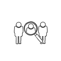 hand drawn illustration symbol for Find people employer business concept.Search job vacancy icon in doodle style.isolated