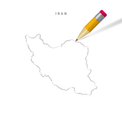 Iran freehand pencil sketch outline vector map isolated on white background