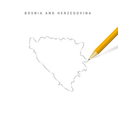 Bosnia and Herzegovina freehand pencil sketch outline vector map isolated on white background