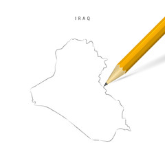 Iraq freehand pencil sketch outline vector map isolated on white background