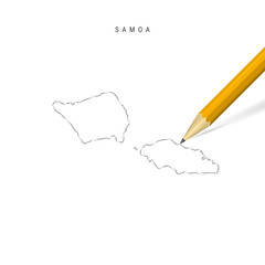Samoa freehand pencil sketch outline vector map isolated on white background
