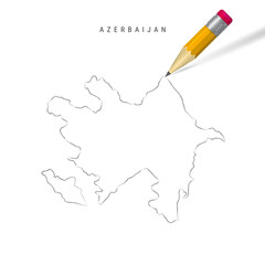 Azerbaijan freehand pencil sketch outline vector map isolated on white background