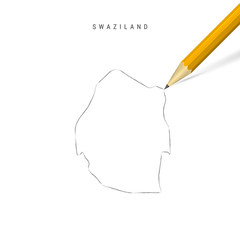 Swaziland freehand pencil sketch outline vector map isolated on white background