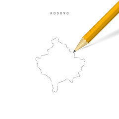 Kosovo freehand pencil sketch outline vector map isolated on white background